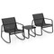 Outdoor Rocking Chair Set Black Metal Frame Breathable Fabric Coffee Table